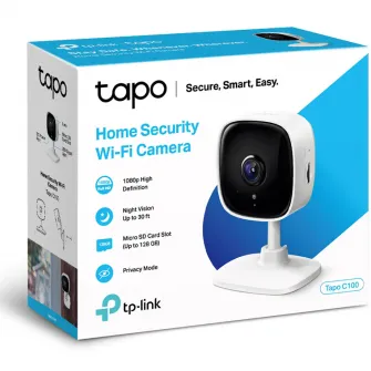 Camera de supraveghere Smart TP-Link Tapo C110 cu Night Vision, Full HD 1080P, Functie Baby Monitor Wireless Audio Video, Detectarea miscarii, Alarma sonora si luminoasa, Two-Way Audio, Mod Privacy, Stocare locala, IP Wi-Fi, Alb
