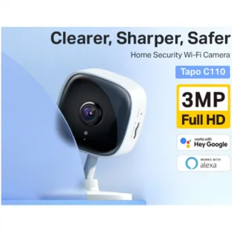 Camera de supraveghere Smart TP-Link Tapo C110 cu Night Vision, Full HD 1080P, Functie Baby Monitor Wireless Audio Video, Detectarea miscarii, Alarma sonora si luminoasa, Two-Way Audio, Mod Privacy, Stocare locala, IP Wi-Fi, Alb