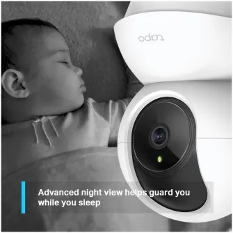 Camera de supraveghere Smart TP-Link Tapo C210 cu Pan/Tilt 360 grade, Rezolutie Filmare 3MP Ultra HD, Functie Baby Monitor, Wireless, Night Vision, Detectarea miscarilor, Two-Way Audio, Alarma sonora si luminoasa, Control Vocal, Mod Privacy, Alb