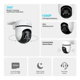 Camera de supraveghere Smart TP-Link Tapo C500 Outdoor Pan/Tilt 360 grade, Full HD 1080P, Wireless, Night Vision, IP65, Two-Way Audio, Detectarea persoanelor si miscarilor, Alarma sonora
