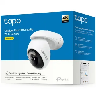 Camera de supraveghere Wireless TP-Link Tapo C560WS cu Pan/Tilt 360 grade, 8MP, 4K, 3840x2160, Recunoastere Faciala,Stalight Color Night Vision, Detectare Smart AI, Two-Way Audio, ONVIF