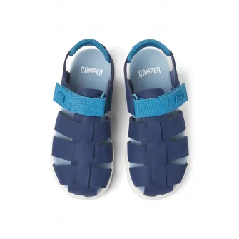Camper, Sandale fisherman din piele si material textil, Albastru, 28 EU