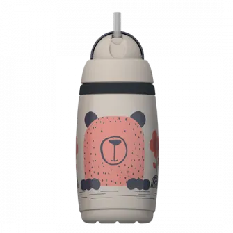 Cana cu pai, izoterma, cu protectie BACSHIELD ™ Tommee Tippee, 266ml, 12 luni +, Bej/Roz, 1 buc
