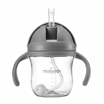 Cana cu pai pentru bebelusi Mininor grey, 220 ml, gri