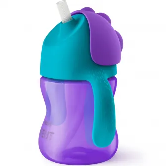 Cana cu pai Philips Avent SCF796/02, 9 luni, 200 ml, Mov/Albstru