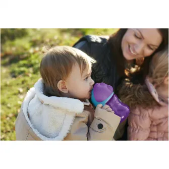 Cana cu pai Philips Avent SCF796/02, 9 luni, 200 ml, Mov/Albstru