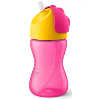 Cana cu pai Philips Avent SCF798/02, 12 luni, 300 ml, Roz/Galben