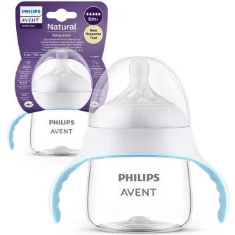 Cana de tranzitie Philips Avent Natural Response SCF263/61, 150 ml, tetina debit 5, +6 luni, tetina care functioneaza ca sanul mamei, tetina fara scurgeri, fara BPA, usor de curatat