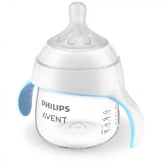 Cana de tranzitie Philips Avent Natural Response SCF263/61, 150 ml, tetina debit 5, +6 luni, tetina care functioneaza ca sanul mamei, tetina fara scurgeri, fara BPA, usor de curatat
