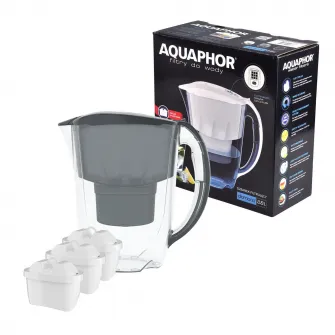 Cana filtranta Aquaphor Diamond, 3 filtre Maxfor+ incluse, gri