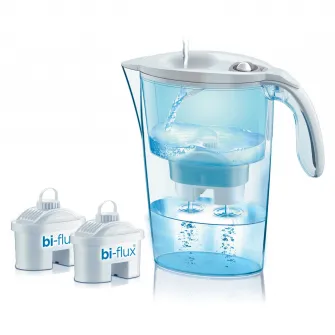 Cana filtranta de apa Laica Mechanical, 2.3 L, + 2 cartuse filtrante Bi-flux Universal, alb