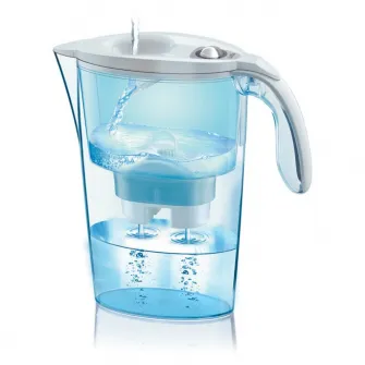 Cana filtranta de apa Laica Mechanical, 2.3 L, + 2 cartuse filtrante Bi-flux Universal, alb