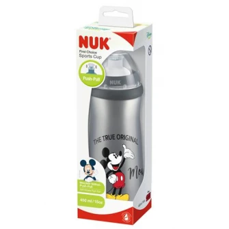 Cana NUK Sport Mickey Mouse cu sistem push-pull, 36 luni+, 450 ml, Gri