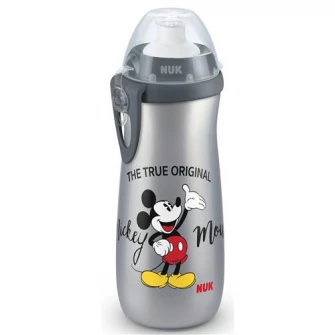 Cana NUK Sport Mickey Mouse cu sistem push-pull, 36 luni+, 450 ml, Gri