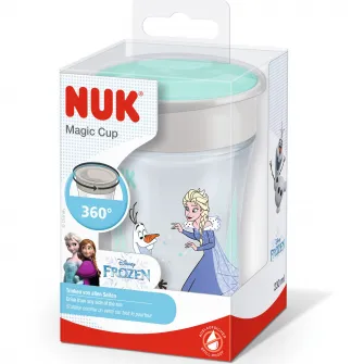 Cana pentru bebelusi NUK Magic Frozen Printese, 230 ml, 8 luni+, fabricata din polipropilena, fara BPA