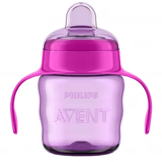 Cana Philips Avent SCF551/03 cu tetina de formare, 200ml, 6 luni +, Roz