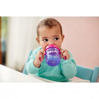 Cana Philips Avent SCF551/03 cu tetina de formare, 200ml, 6 luni +, Roz