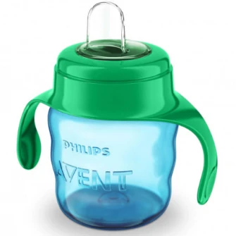Cana Philips Avent SCF551/05 cu tetina de formare, 200ml, 6 luni +, Albastru/Verde