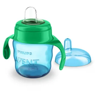 Cana Philips Avent SCF551/05 cu tetina de formare, 200ml, 6 luni +, Albastru/Verde