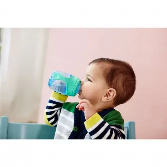 Cana Philips Avent SCF551/05 cu tetina de formare, 200ml, 6 luni +, Albastru/Verde
