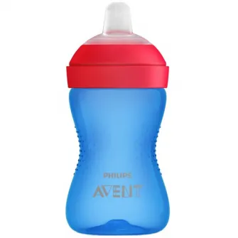 Cana Philips Avent SCF802/01, 300 ml, 9 luni +, Albastru/Rosu