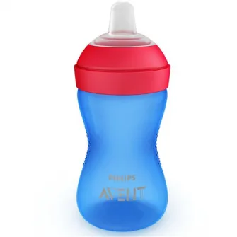Cana Philips Avent SCF802/01, 300 ml, 9 luni +, Albastru/Rosu