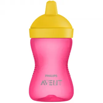 Cana Philips Avent SCF804/04, 300 ml, 18 luni +, Roz/Galben