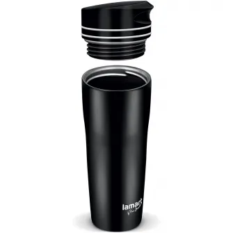 Cana termos Lamart Manq, 360 ml, 20 x 7.5 cm, negru