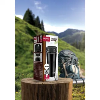 Cana termos Lamart Manq, 360 ml, 20 x 7.5 cm, negru
