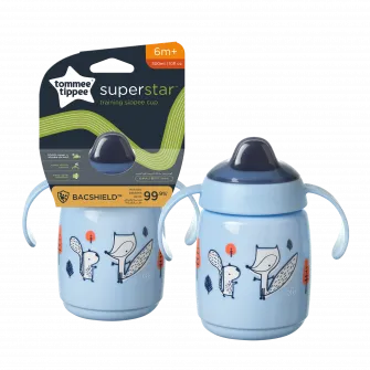 Cana Tommee Tippee Sippee cu protectie BACSHIELD ™ si capac, 300 ml, 6 luni +, Albastra, 1 buc