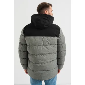Canadian Peak, Jacheta parka cu model colorblock Cashblendeak, Negru, Gri melange, 2XL