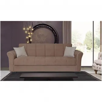 Canapea extensibila Modella Jade 235x80x85 cm , culoare Maro, cusatura Bej