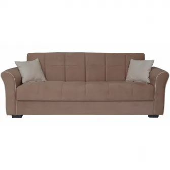 Canapea extensibila Modella Jade 235x80x85 cm , culoare Maro, cusatura Bej