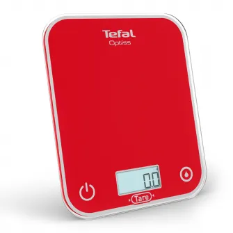 Cantar de bucatarie Tefal Optiss BC50U3V0, 5 kg, sticla securizata, functie Tara, functie de cantarire a lichidelor, precizie 0.5g, afisaj LCD, carlig de agatat, rosu