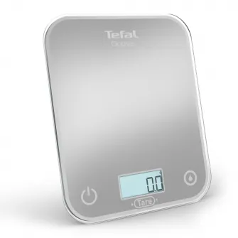 Cantar de bucatarie Tefal Optiss BC50U4V0, 5 kg, sticla securizata, functie Tara, functie de cantarire a lichidelor, precizie 0.5g, afisaj LCD, carlig de agatat, gri