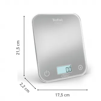 Cantar de bucatarie Tefal Optiss BC50U4V0, 5 kg, sticla securizata, functie Tara, functie de cantarire a lichidelor, precizie 0.5g, afisaj LCD, carlig de agatat, gri