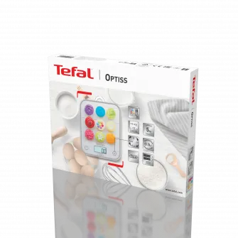 Cantar de bucatarie Tefal Optiss Cupcakes BC50D4V0, 5 kg, sticla securizata, functie Tara, functie de cantarire a lichidelor, precizie 0.5g, afisaj LCD, carlig de agatat, multicolor