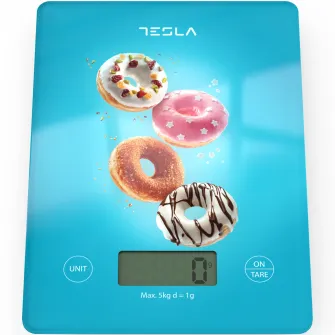 Cantar de bucatarie Tesla KS100BL, 5kg, ecran LCD, Albastru