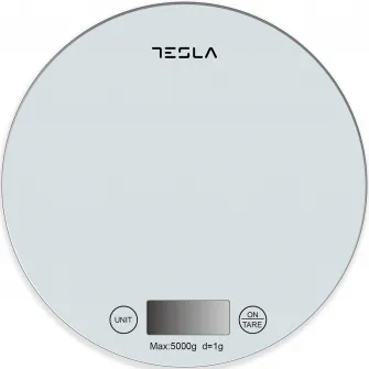 Cantar de bucatarie Tesla KS200W, 5kg, ecran LCD, functie Tara, Sticla, Alb