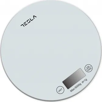 Cantar de bucatarie Tesla KS200W, 5kg, ecran LCD, functie Tara, Sticla, Alb
