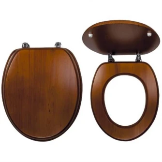 Capac WC Ferro DUB2, lemn de stejar, natur inchis, 43.5x37.2 cm