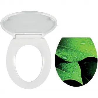 Capac WC Ferro, inchidere lenta, duroplast, 43.5x37.2cm, decor natura