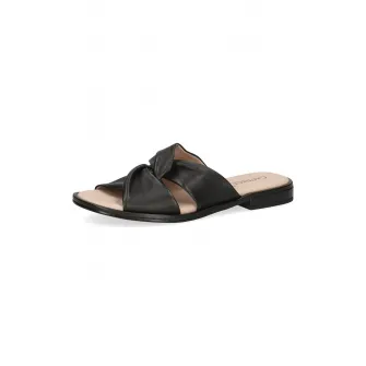 Caprice, Papuci din piele, Negru, Maro nisip, 37