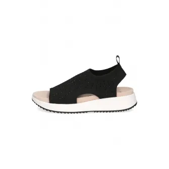 Caprice, Papuci textili cu toc, Negru, 37
