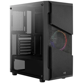 Корпус Aerocool Menace Saturn FRGB, Mid-Tower, без блока питания, ATX, черный