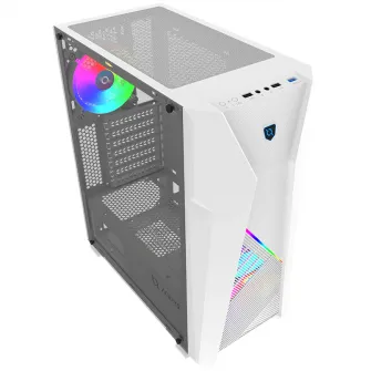 Carcasa AQIRYS Canopus White ARGB, Mid-Tower, fara sursa, ATX, White