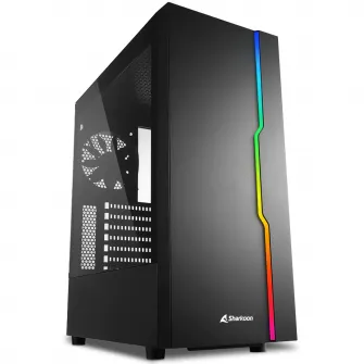 Корпус Sharkoon RGB Slider Black, Mid-Tower, без блока питания, ATX, Черный