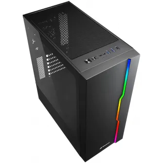 Корпус Sharkoon RGB Slider Black, Mid-Tower, без блока питания, ATX, Черный