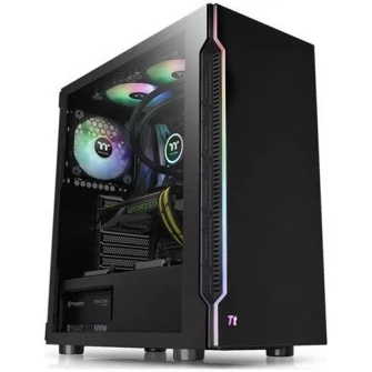 Корпус Thermaltake H200 из закаленного стекла с RGB-подсветкой, средняя башня, без источника, ATX, черный