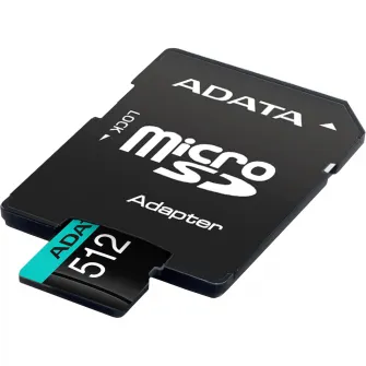 Card de memorie ADATA PremierPRO, MicroSDXC, 512GB, UHS-I U3 + Adaptor